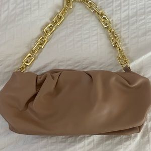 Baige bag with gold chain